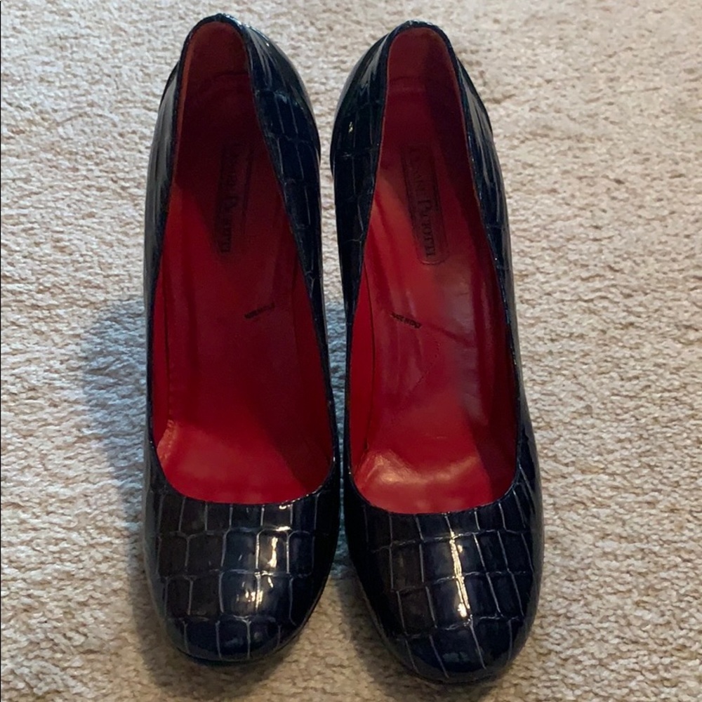 Cesare Paciotti Blue Croc Embossed Pumps
